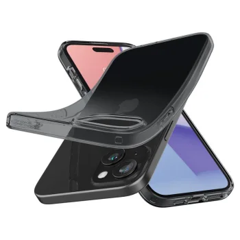 Spigen iPhone 15 Plus Case Crystal Flex, Gray-Transparent