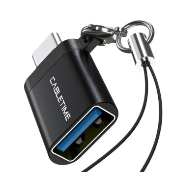 OTG adapteris USB 3.0 Type-C (M) - USB Type-A (F), melns
