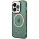 Guess iPhone 14 Pro Max vāciņš Gold Outline Translucent MagSafe, zaļš