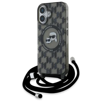 Чехол Karl Lagerfeld для iPhone 16 IML Crossbody Monogram MagSafe, черный