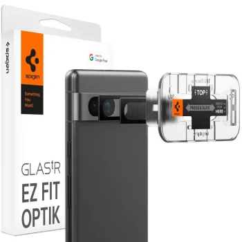 Google Pixel 7a Spigen Optik.Tr CAmera Protector 2-Pack with Frame, Black | Kameras Aizsargstikls 2 gab.