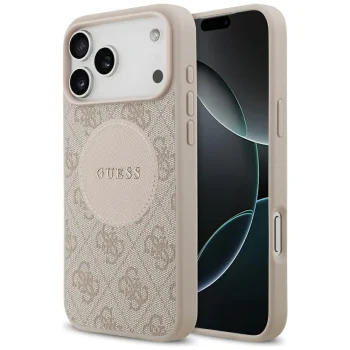 Чехол Guess 4G Circle Classic Logo MagSafe для iPhone 17 Pro Max — розовый
