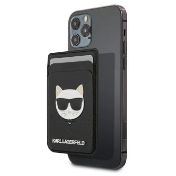 Магнитный кардхолдер Karl Lagerfeld Saffiano Choupette Head MagSafe Черный