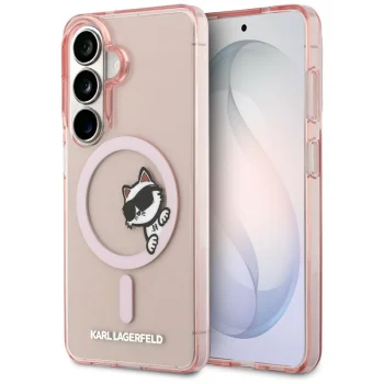 Karl Lagerfeld IML Peekaboo Choupette MagSafe vāciņš priekš Samsung Galaxy S26, rozā