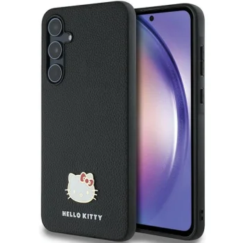 Hello Kitty Samsung Galaxy A55 Case Metal Logo Kitty Head, Black
