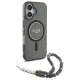 Guess iPhone 16 Case IML Glitter With Pearl Strap MagSafe, Black