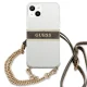 Чехол Guess для iPhone 13 mini 4G Brown Strap Gold Chain, прозрачный