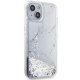 Чехол Guess для iPhone 14 Liquid Glitter Marble, белый