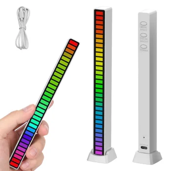USB RGB LED gaismas josla ar skaņas reakciju, 18 režīmi, balta