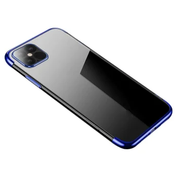 Чехол для Samsung Galaxy A22 4G Clear Color 0.3mm, прозрачный с синей рамкой