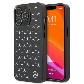Чехол Mercedes для iPhone 13 / 13 Pro Silver Stars Pattern, черный