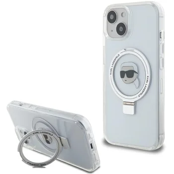 Чехол Karl Lagerfeld для iPhone 15 Magsafe Ringstand, белый