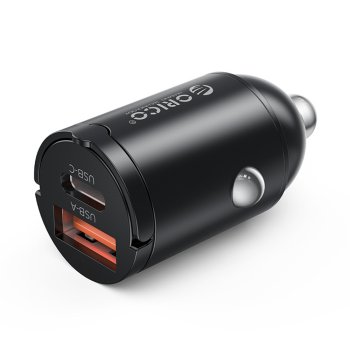 Автомобильное зарядное устройство Orico MiniRing 30W USB-A + USB-C - Черный