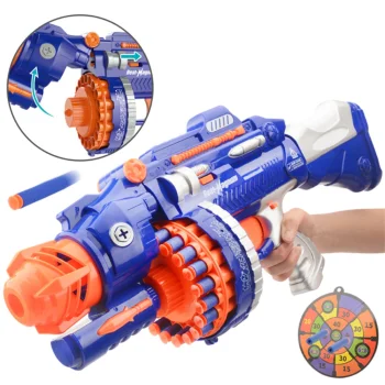 3001 Bērnu Rotaļu Ierocis Šautene-Blasteris Pistole + 20 Lodes Šautriņas, Zils | Kids Toy Foam Blaster Weapon Gun...