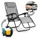 Sofotel ChillWell Gray Folding Garden Lounger with Cushion - Comfortable Outdoor Chair