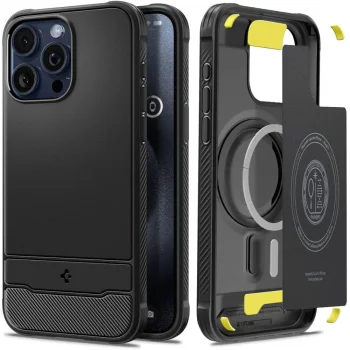Spigen iPhone 15 Pro Max vāciņš Rugged Armor Mag, melns