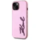 Karl Lagerfeld Wrinkled Metal Signature iPhone 15 vāciņš, rozā