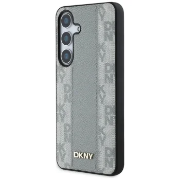 DKNY ādas vāciņš Checkered Pattern MagSafe priekš Samsung Galaxy S25 taupe