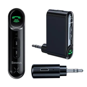Baseus Qiyin Bluetooth AUX audio adapteris uztvērējs, Mini Jack, Melns | Baseus Qiyin Bluetooth Audio Receiver AUX...