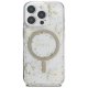 Guess Resin Flowers Glitter MagSafe iPhone 16 Pro Max vāciņš – bēšs | Phone Case Cover