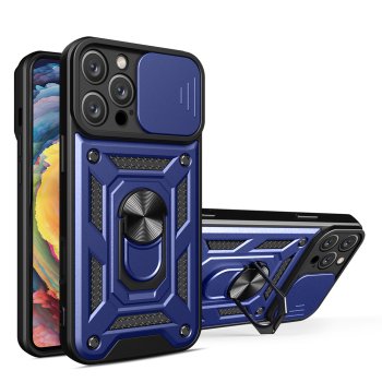 Hybrid Armor Camshield iPhone 16 Pro Max vāciņš ar kameras aizsargu un statīvu, zils