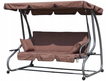 MultiGarden 2-in-1 3-Seater Garden Swing Bed with Canopy, brown