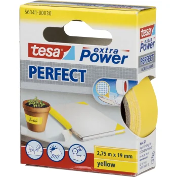 Тканевая клейкая лента Tesa extra Power Perfect, 2.75 м x 19 мм, желтая (56341)
