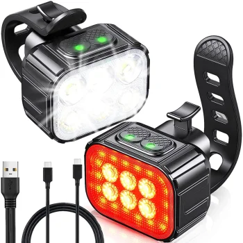 Комплект велосипедных LED фонарей передний и задний USB IP65