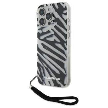 Apple iPhone 16 Pro 6.3'' Karl Lagerfeld IML Zebra Pattern & Cord Cover Case, Black | Чехол Кейс Бампер...
