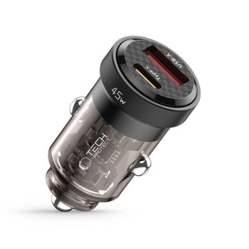 Tech-Protect CC45W automašīnas lādētājs USB-C PD 45W / USB-A QC 3.0, melns