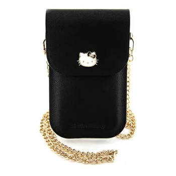 Сумка для смартфона Hello Kitty Leather Metal Logo Chain, черная