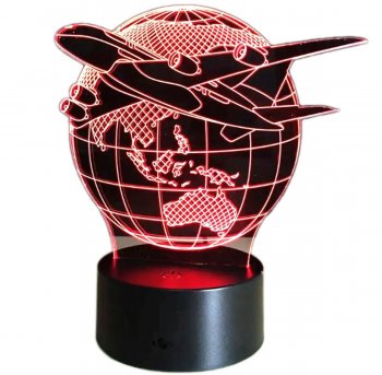 LED 3D Nakts Galda Lampa Gaisma "Lidmašīna" | Airplane Night Lamp