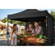 Plonos dārza paviljons ar 3 sienām, 3x3m, melns