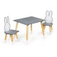 Ecotoys WH141 bērnu galds ar 2 krēsliem, zaķīšu motīvs