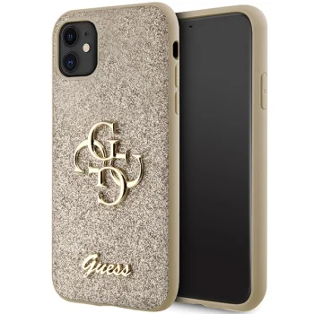 Чехол Guess для iPhone 11 / Xr, Glitter Script Big 4G, золотистый