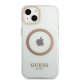 Чехол Guess Metal Outline MagSafe для iPhone 13 — прозрачный с золотом