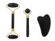 3-in-1 Jade Face Massager Roller and Gua Sha Stone Set, black