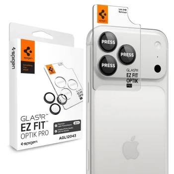 Spigen Optik Pro EZ Fit kameras aizsargstikls iPhone 18 Pro / 18 Pro Max, 2 gab., tumši pelēks