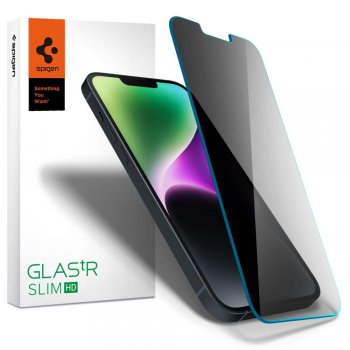 Apple iPhone 14 / 13 / 13 Pro 6.1'' Spigen Glass.Tr Slim Tempered Glass Privacy | Telefona Ekrāna Aizsargstikls
