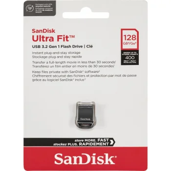 USB zibatmiņa SanDisk Cruzer Ultra Fit 128 GB USB 3.2 Gen 1 Melna