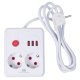 Maclean MCE387 W Pagarinātājs, 2 ligzdas, 3xUSB, 2500W, 1.5m, Balts