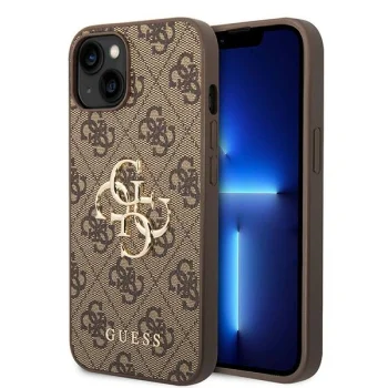 Чехол Guess 4G Big Metal Logo для iPhone 15, коричневый