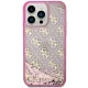 Guess iPhone 14 Pro vāciņš Liquid Glitter 4G Translucent, rozā