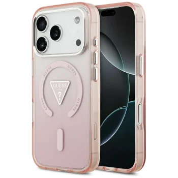 Чехол Guess IML Gradient Triangle Logo MagSafe для iPhone 17 Pro, Розовый