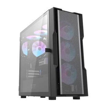 Datora korpuss Darkflash DK431 Mesh Black ar 4 ARGB ventilatoriem, melns
