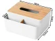 Tissue Box with Organizer and Bamboo Lid