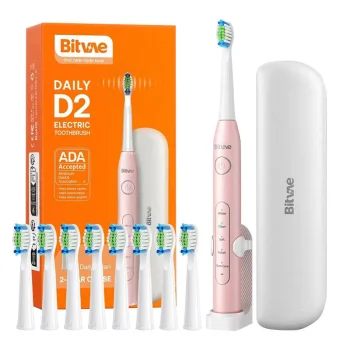 Sonic Electric Toothbrush with Tips Holder and Case D2 (Pink)