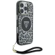 Guess HC IML Leopard Triangle Cord Strap MagSafe чехол для iPhone 16 Pro Max - Черный