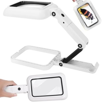 Foldable Desk Magnifier 3x with 18 LED Light