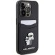 Karl Lagerfeld iPhone 15 Pro Case Saffiano Cardslot Karl&Choupette, Black